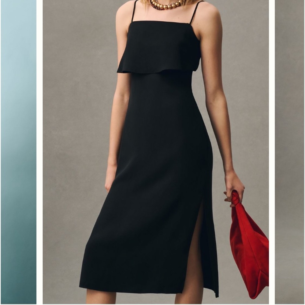 Anthropologie slim linen midi dress